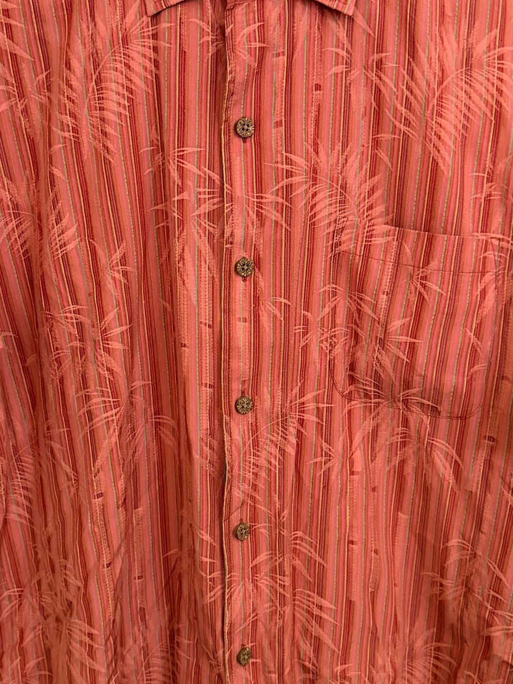 Tommy Bahama Orange w/ Multicolor Stripes Men’s M Cotton & Silk Short Sleeve - Picture 4 of 6